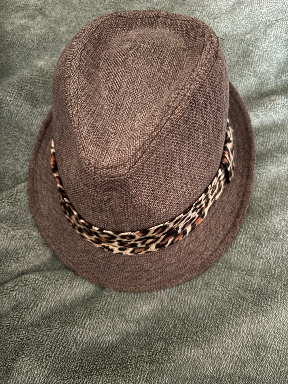 Brown Women's Fedora with Leopard Print Band